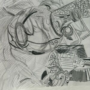Abstract Black and Gray Sketch Art